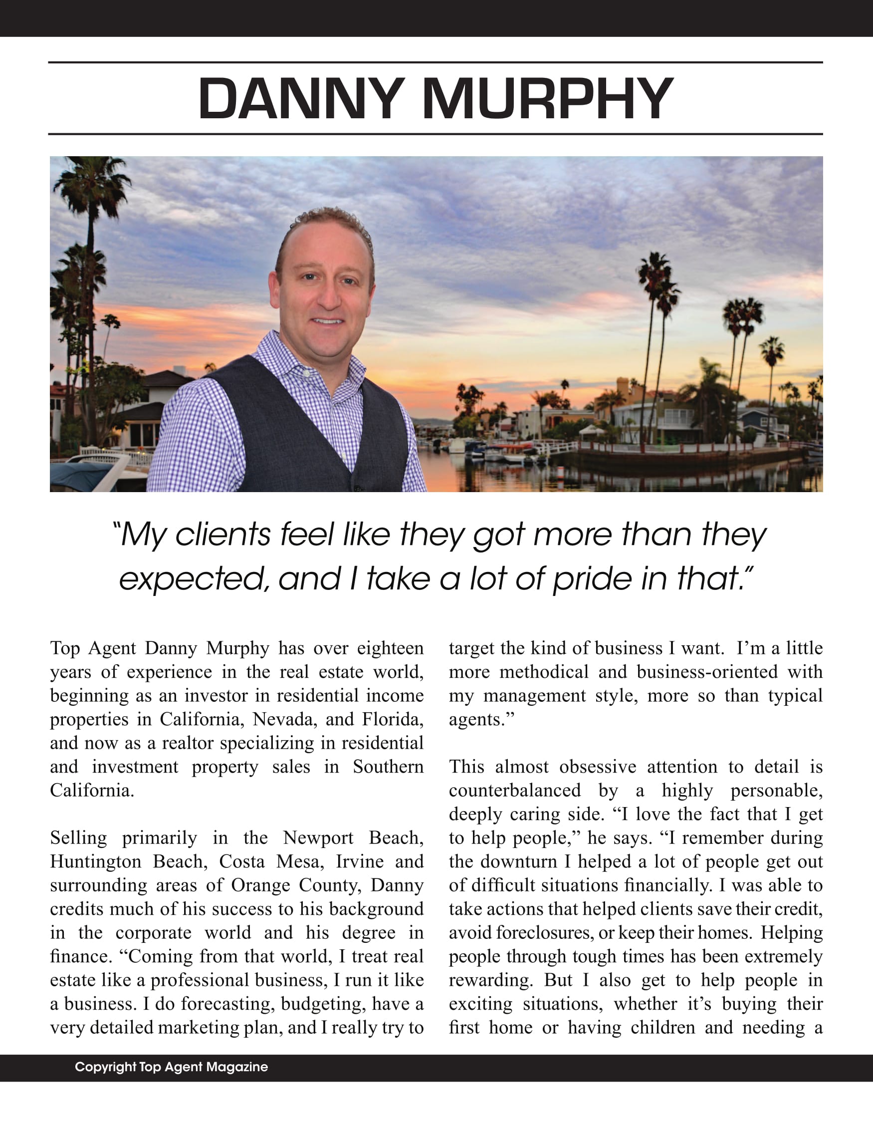 Top Agent Magazine | Danny Murphy, First Team Realty | SoCal Real Estate Agent
