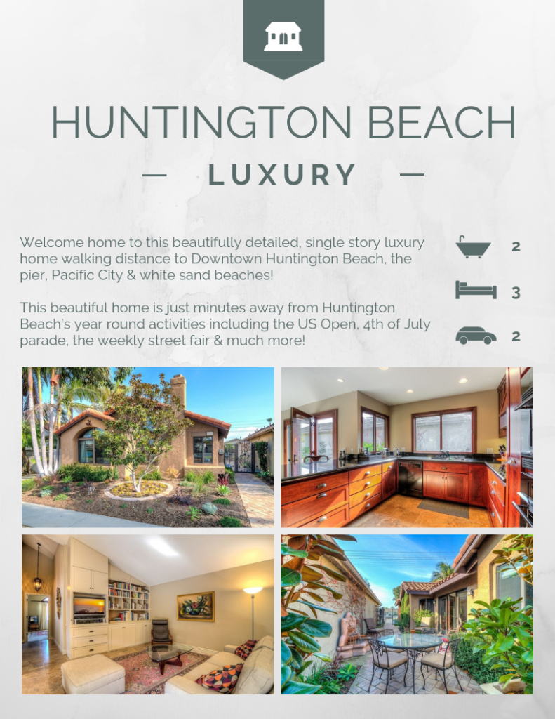 Welcome home to this beautifully detailed, single story luxury home walking distance to Downtown Huntington Beach, the pier, Pacific City & white sand beaches!