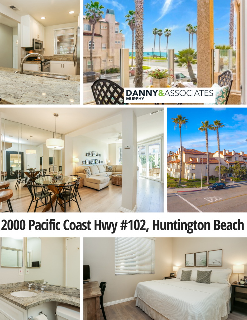 2000 Pacific Coast Highway #102, Huntington Beach is a beautifully remodeled beachfront condo with peak-a-boo ocean views featuring 2 beds / 2 1/2 baths!