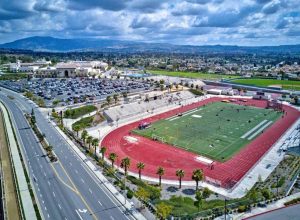 aerial view of high school football field