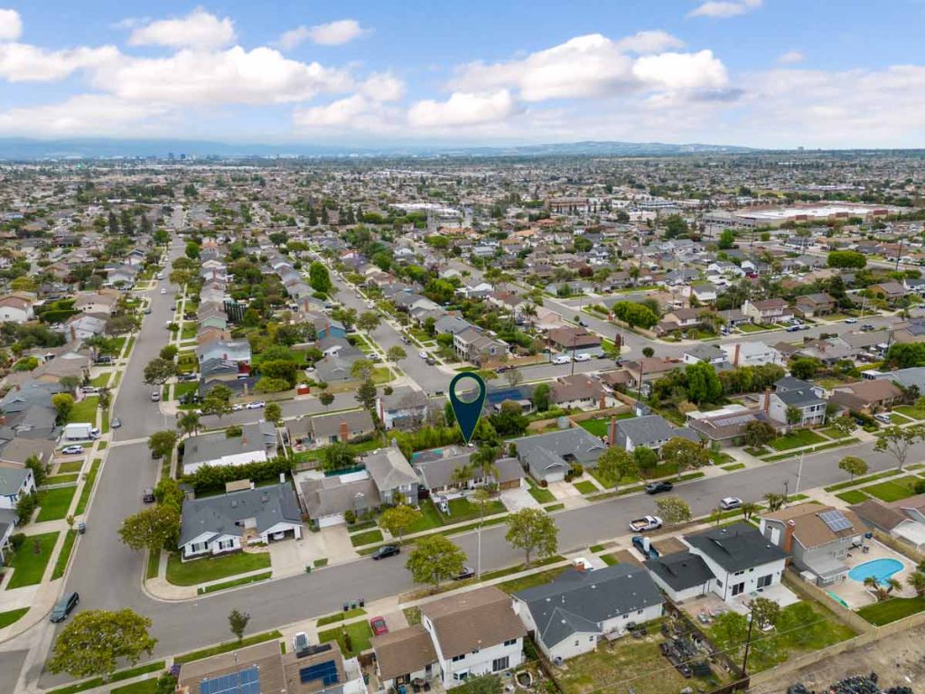 birds eye view of 18814 Santa Mariana Street, Fountain Valley