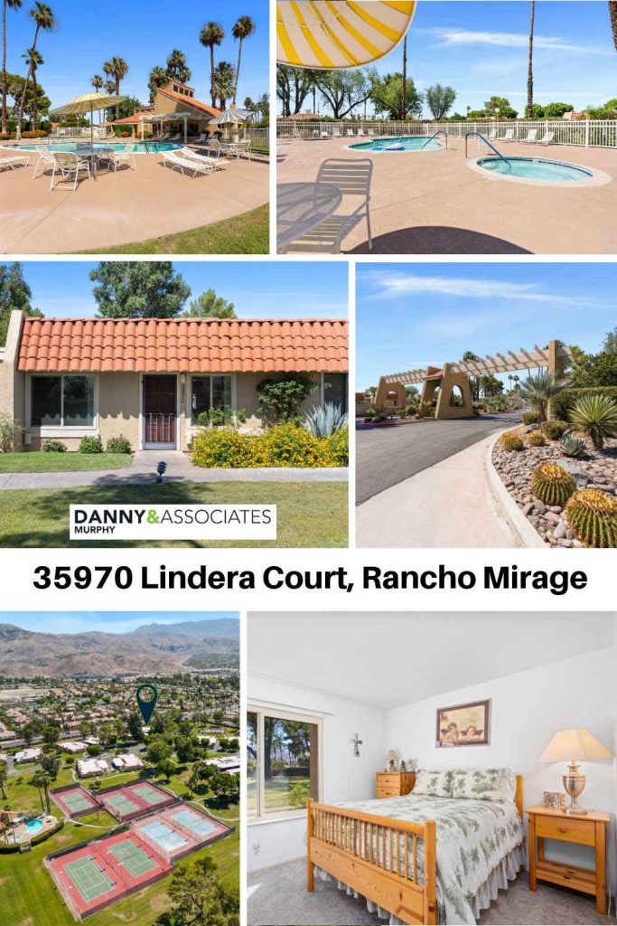 multiple images and text of 35970 Lindera Ct, Rancho Mirage for pinterest