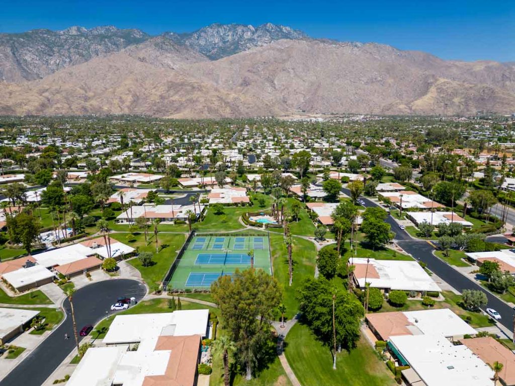 aerial view of sunrise east in palm springs