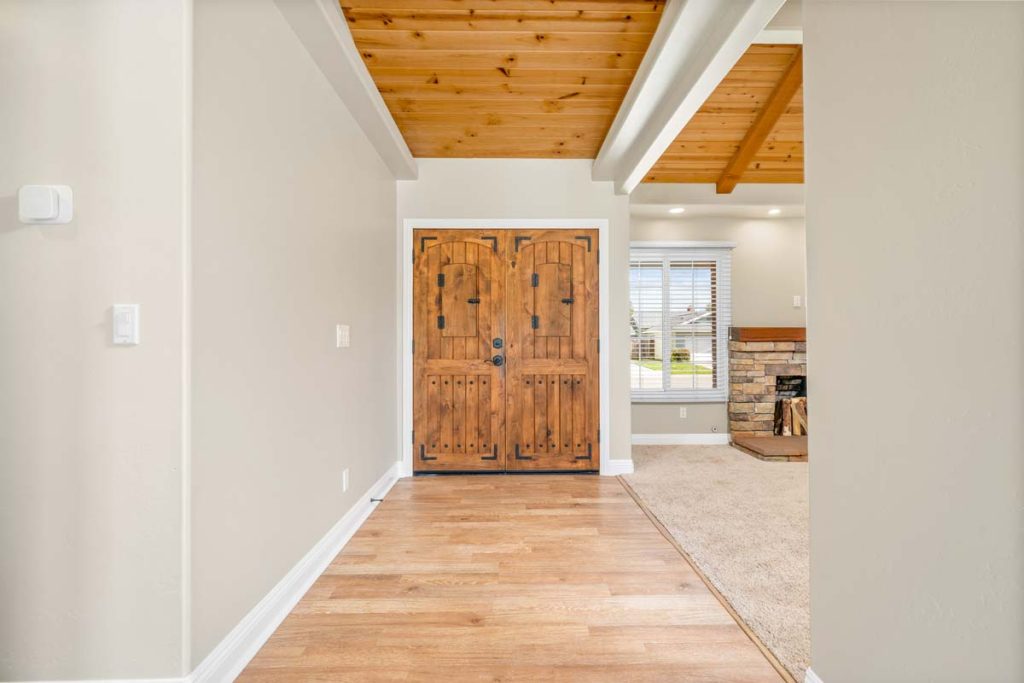 inside entry way showing double wood doors