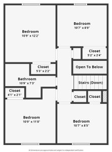 second level floor plan showing 4 bedrooms and a bathroom