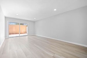 open living space showing sliding glass door to patio