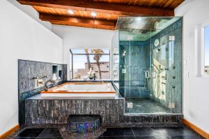 large bathroom and walk-in shower