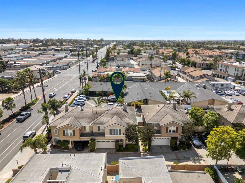 aerial view of home for sale in huntington beach community