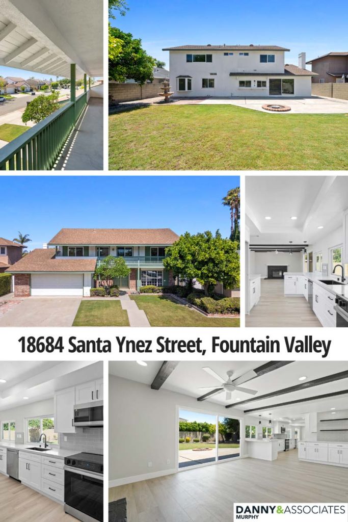 collage image with multiple pictures of home for sale in fountain valley.