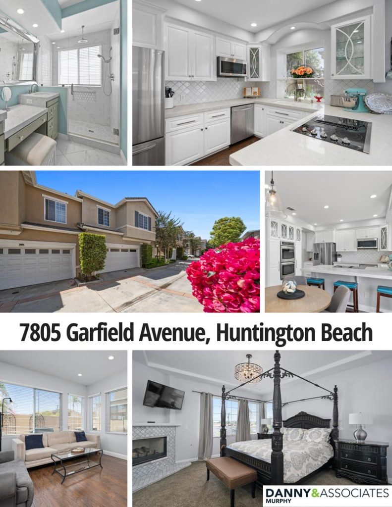 collage image with multiple pictures of home for sale in Huntington Beach.