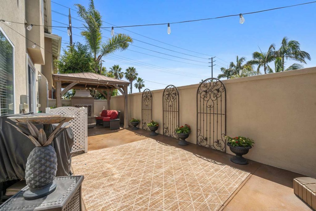 backyard with hardscape and plants in the planter