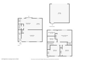 floor plans showing two levels and a detached garage