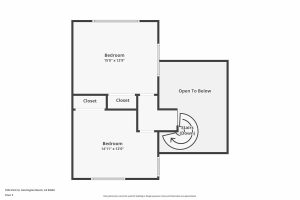 floor plan showing second level of home showing two bedrooms with closets.