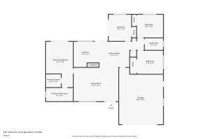 A floor plan of a single story home for sale.
