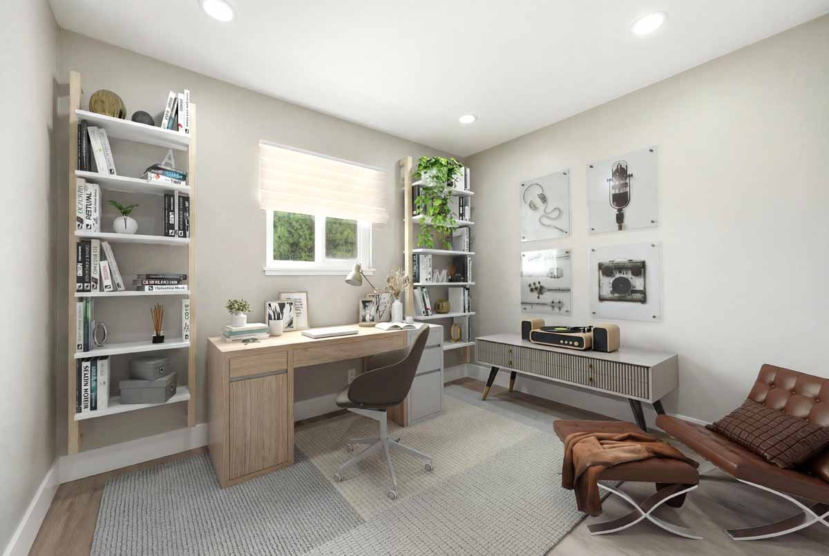 Digitally staged home office.