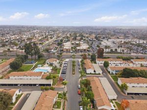 Aerial view of Huntington Beach neighborhood.