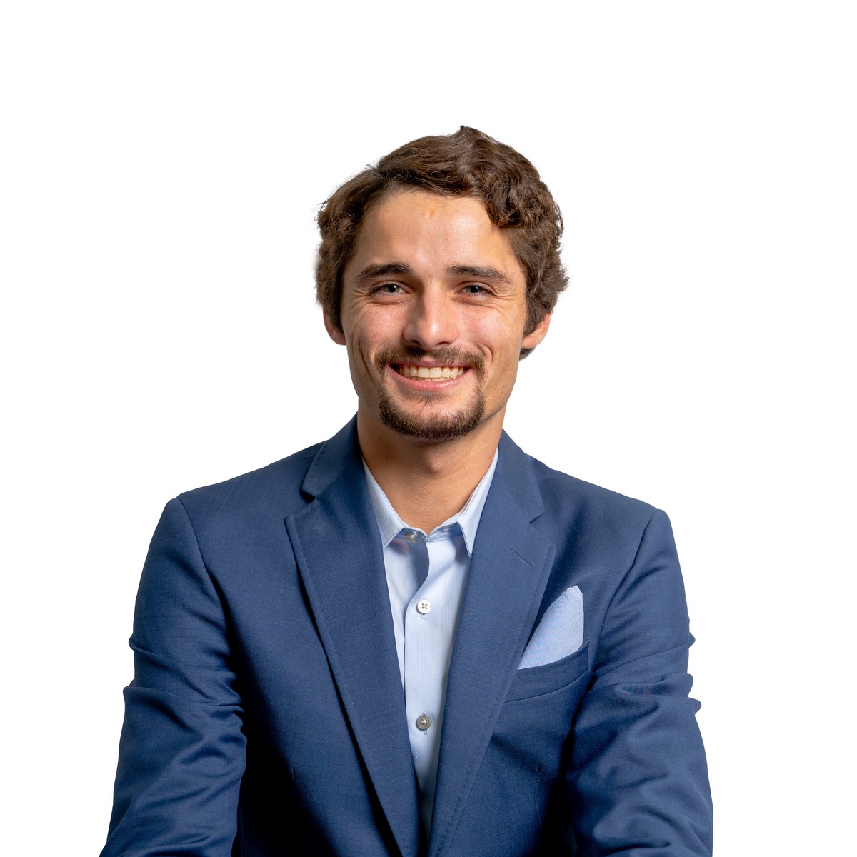 Wade Gerard in a blue suit. 