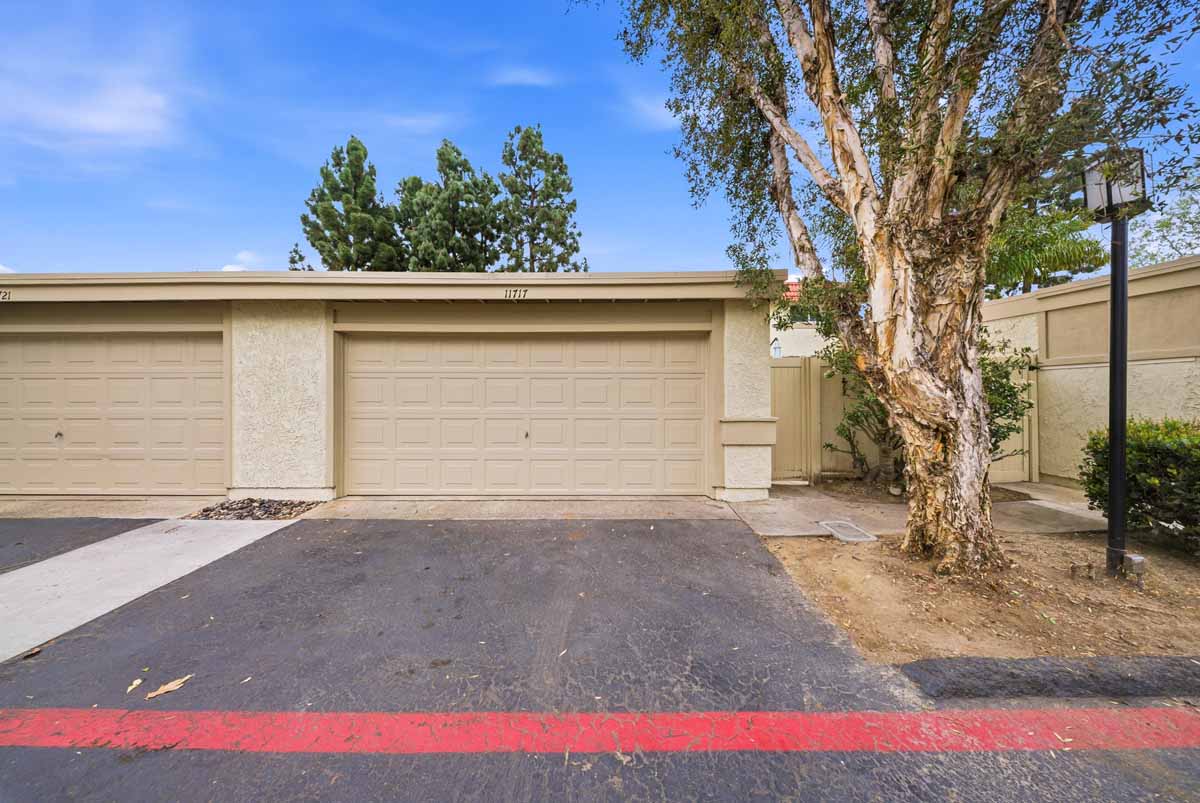 Two stall garage view from the street.