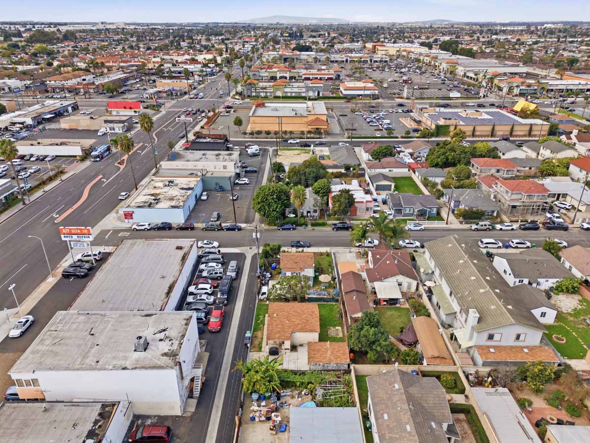 Aerial view of neighborhood of Westminster home for sale.