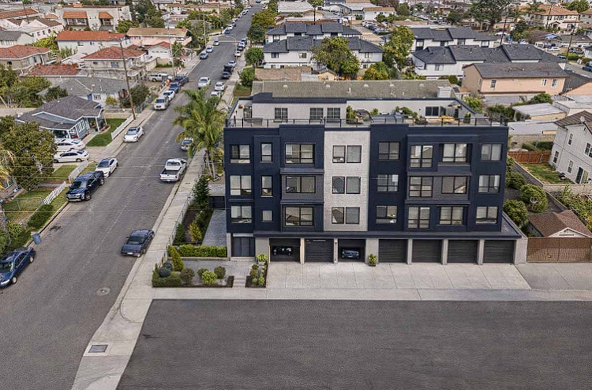 AI generated image of a 6 unit multi-unit project on the property of 13942 Locust Street, Westminster.