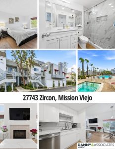 Six images of 27743 Zircon, Mission Viejo with address in center.
