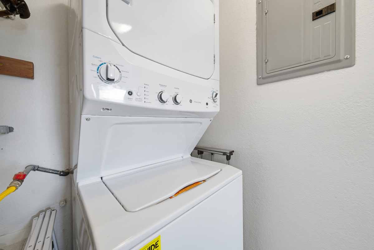 Stackable washer and dryer.