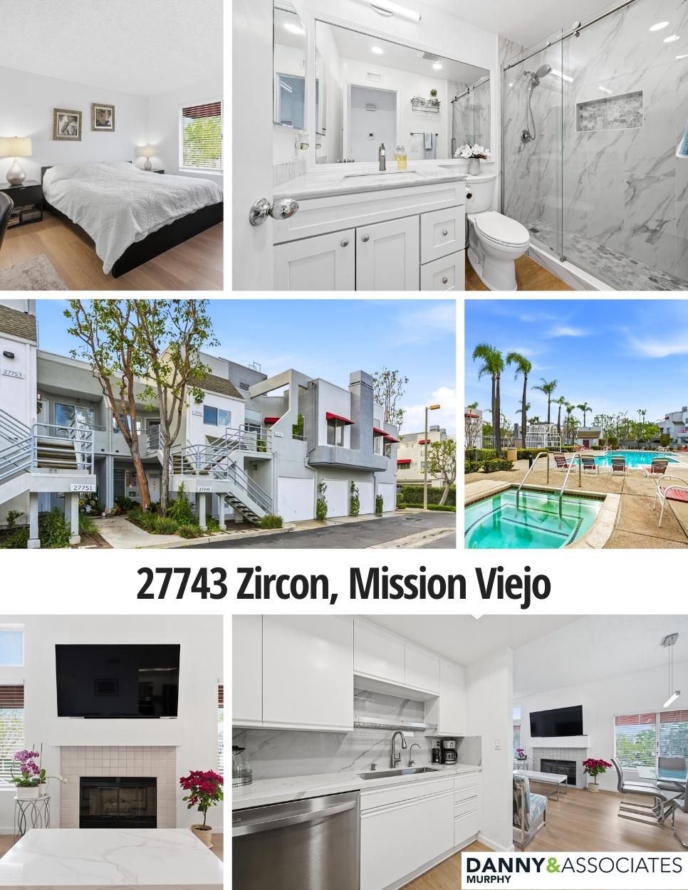 Six images of 27743 Zircon, Mission Viejo with address in center.