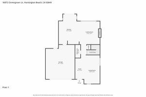 Floor plan showing first floor level of 16872 Clovergreen Lane, Huntington Beach.