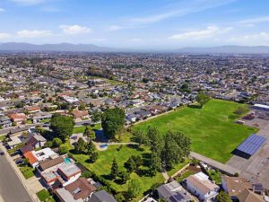 Aerial view of home for sale in Huntington Beach.