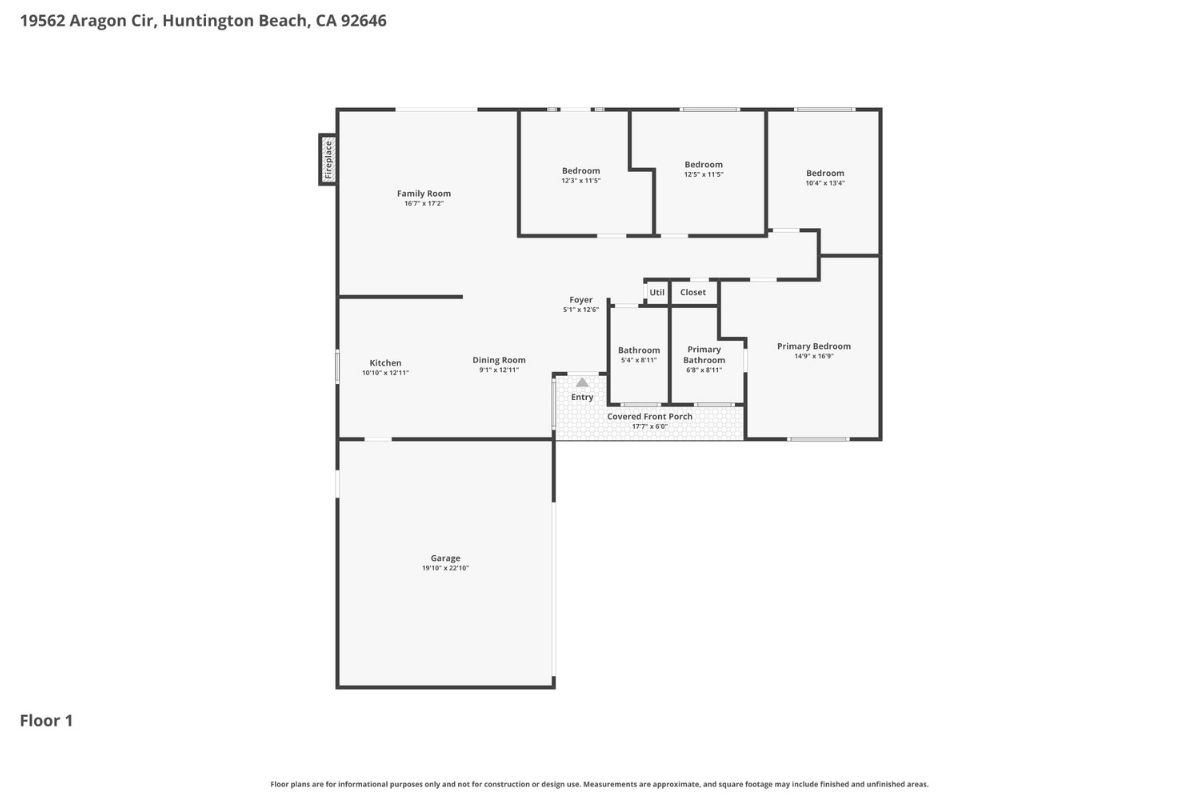 A single story floor plan showing 4 bedrooms, 2 bathrooms, and a 2-car attached garage.
