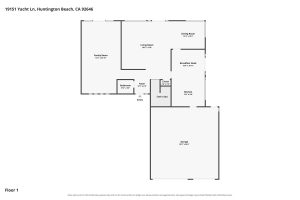 First level floor plan of 19151 Yacht Lane, Huntington Beach.