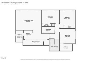 Second level floor plan of 19151 Yacht Lane, Huntington Beach.