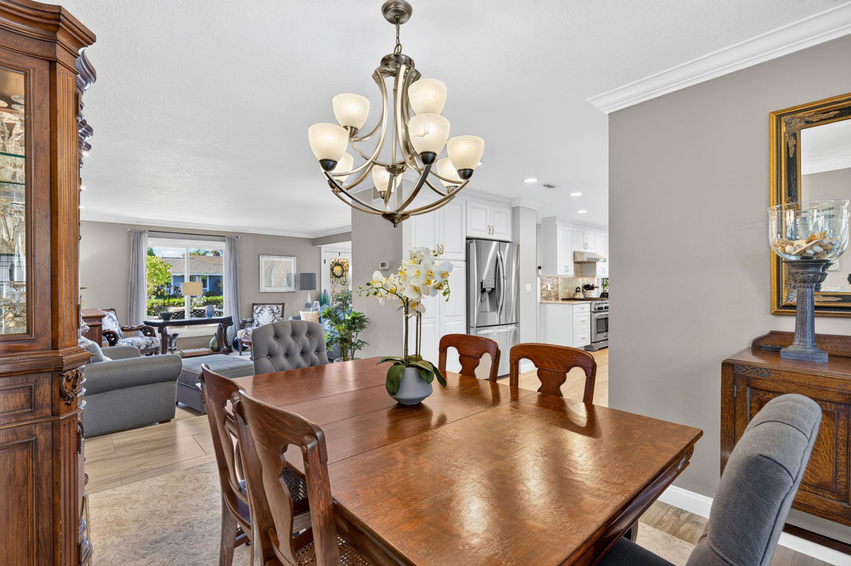 Dining room that is open to the kitchen and living room.
