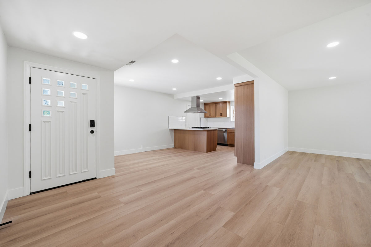 Modern interior finishes in the 19562 Aragon Circle Huntington Beach remodel.