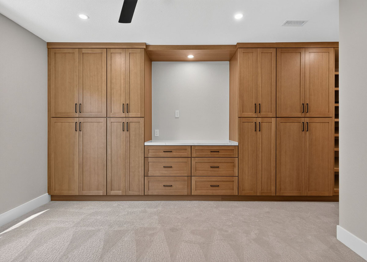 Updated master bedroom with built-in closet space.