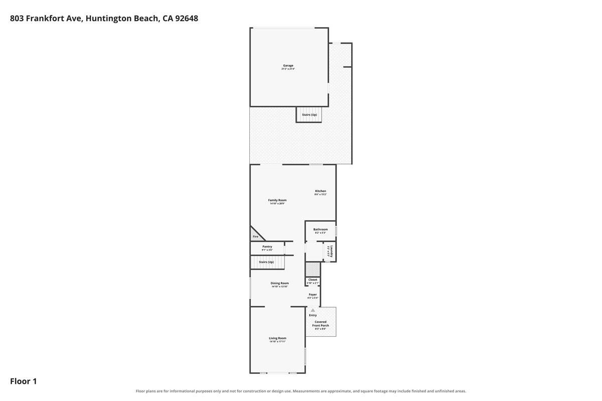Floor plan of 803 Frankfort Avenue, Huntington Beach.